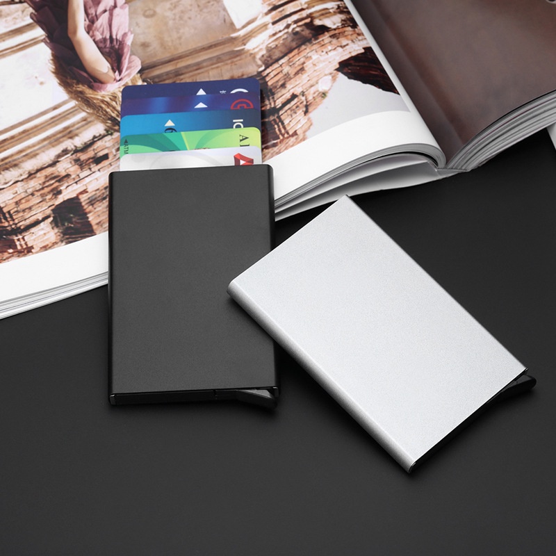 Ví Đựng Thẻ Tín Dụng RFID Bằng Nhôm Mini Tự Động Bật Lên
