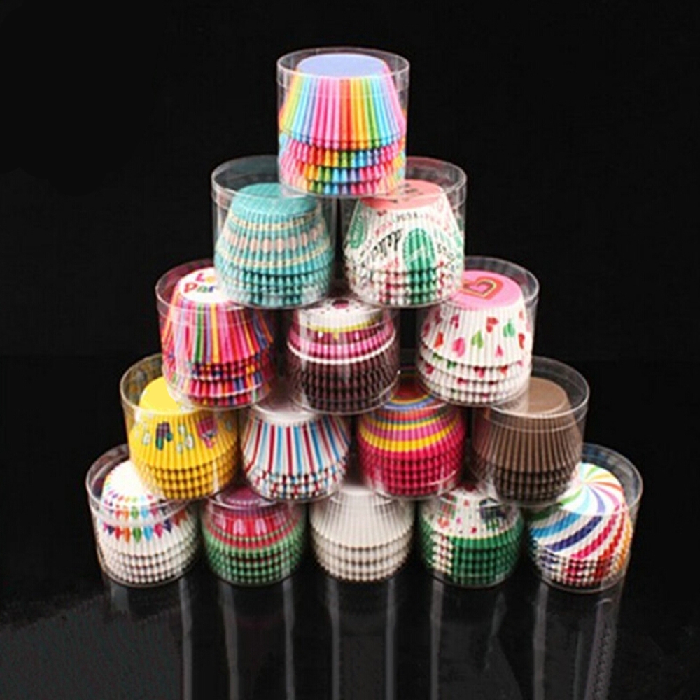 Set 100 túi giấy đựng bánh cupcake tiện dụng cho nhà bếp gia đình