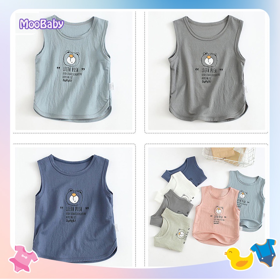 Áo Ba Lỗ Cho Bé Trai, Bé Gái Vải Thun Lạnh Họa Tiết Gấu POO Dễ Thương, Áo Ba Lỗ Bé Trai MOOBABY SHOP