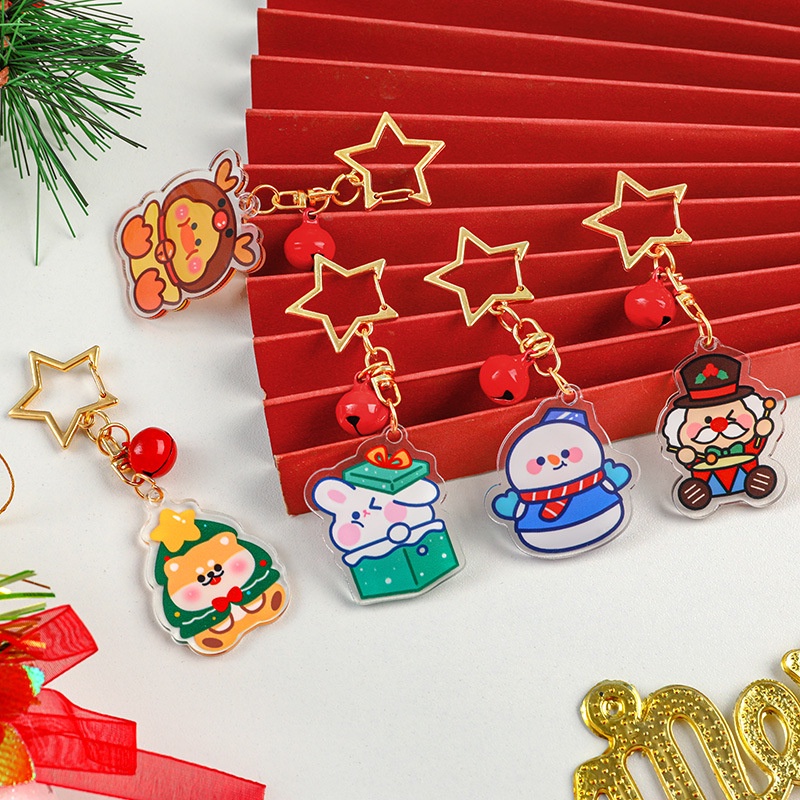 Móc Khóa Acrylic Hình Thú Hoạt Hình Dễ Thương Trang Trí Cây Thông Noel