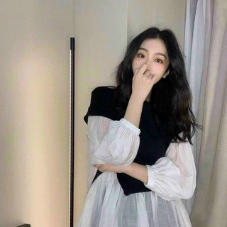 Áo babydoll chất voan lụa phối len gân bao đẹp bg81220 mới
