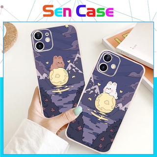 Ốp Lưng Iphone TPU Cạnh Vuông Gấu Ôm Trăng,  BVC Iph6/6plus/6s/6splus/7/7plus/8/8plus/x/xs/11/12/pro/13/promax