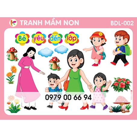 Decal Mầm Non - GÓC BÉ YÊU ĐẾN LỚP BDL-002