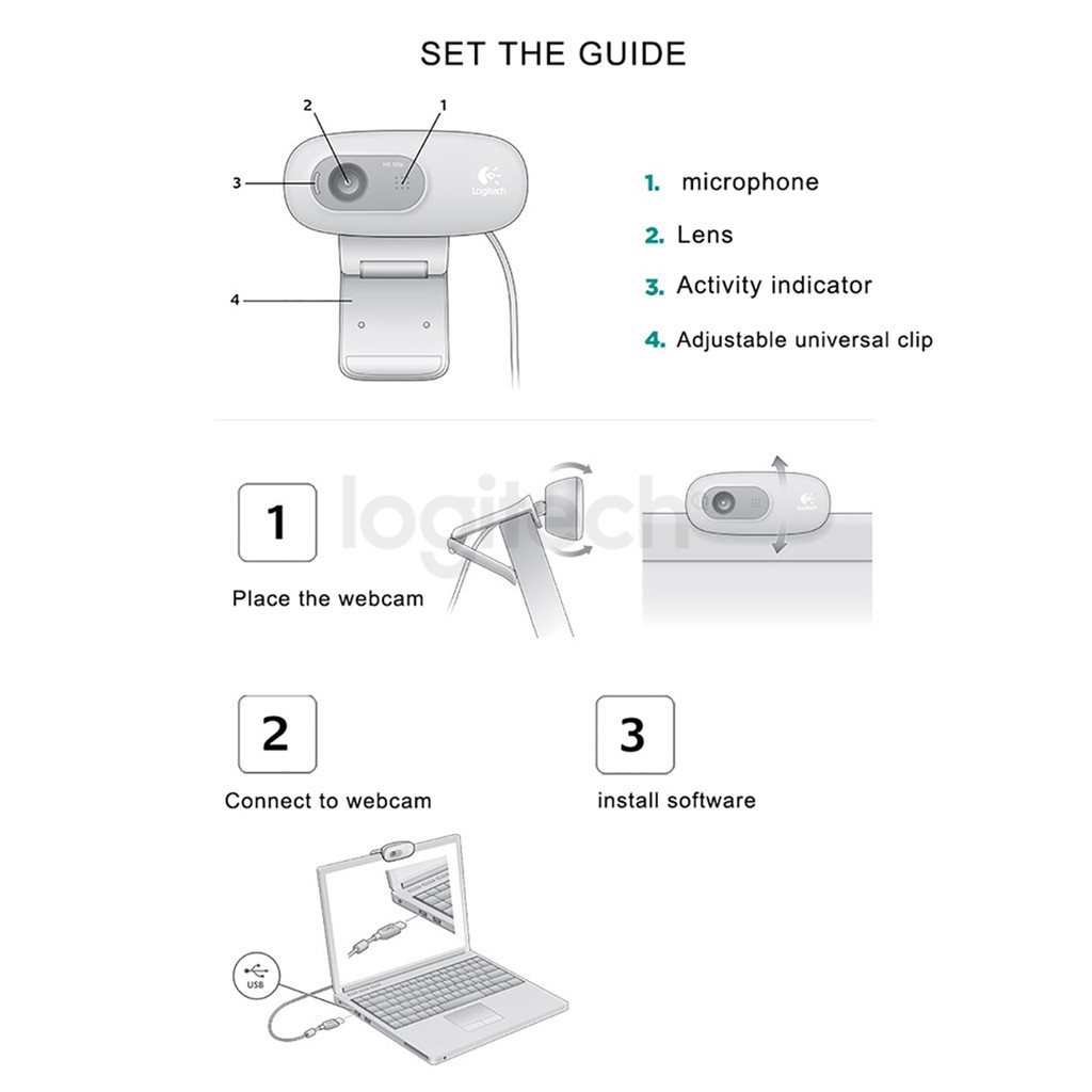 Webcam mini Logitech C270 Hd 720p Usb2.0 tích hợp micro dành cho Pc máy tính xách tay | BigBuy360 - bigbuy360.vn