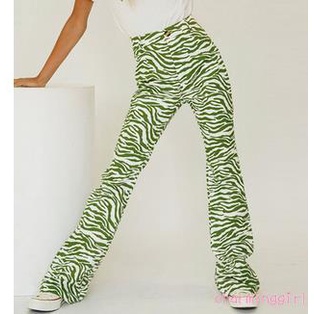 quần ống rộng Lưng Cao Họa Tiết Sọc Ngựa Vằn Thời Trang Mùa Xuân Thu