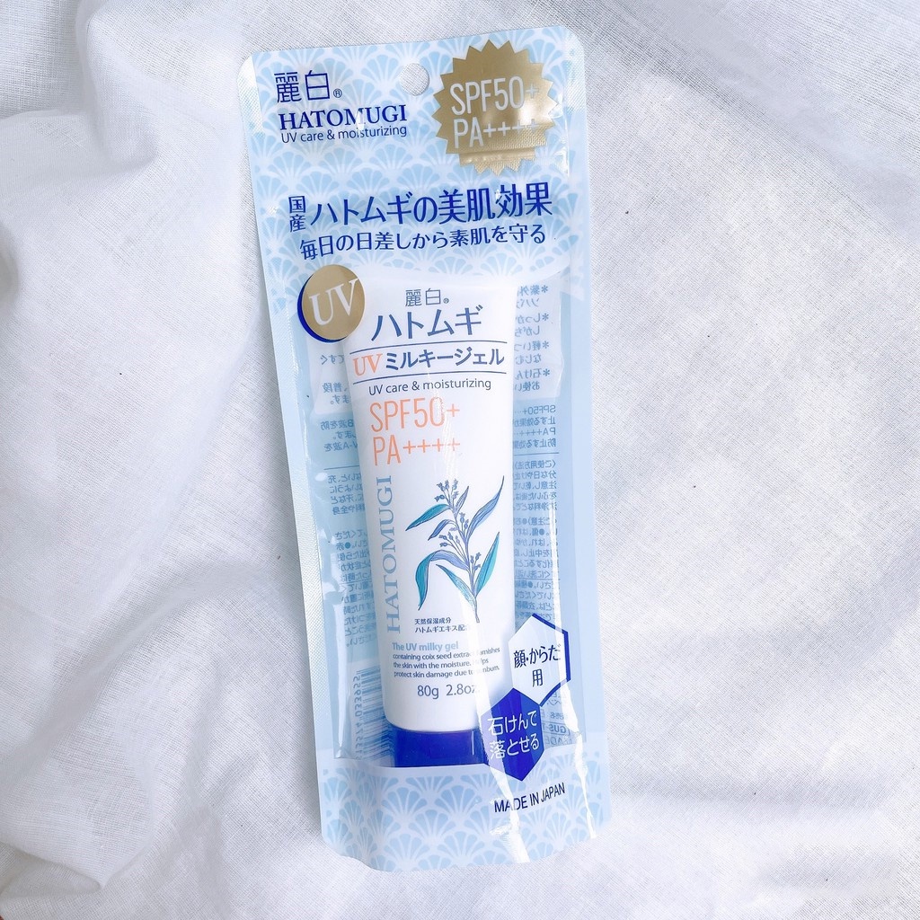 Kem Chống Nắng dạng sữa Reihaku Hatomugi UV Milky Gel SPF50 PA+++ 80g