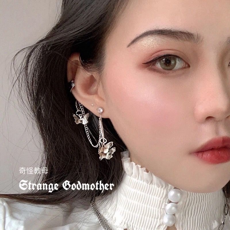 Khuyên Vành Tai Dáng Dài Họa Tiết Bướm Thời Trang Mới