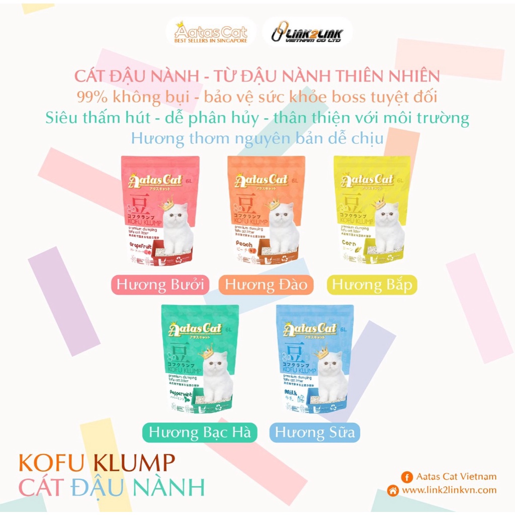 Cát vệ sịnh cho mèo TOFU AATAS 6L