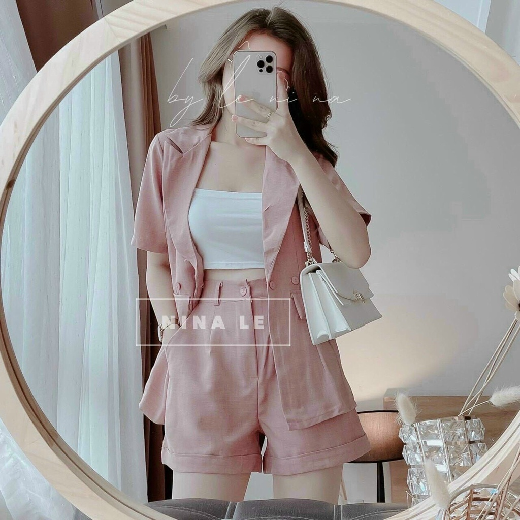 Sét Vest 3 Món Coton Lạnh Áo Khoác Tay Dài Kèm Áo Trong Và Quần Đùi Ngắn Xinh Xắn Thời Trang Bella Luu Shop
