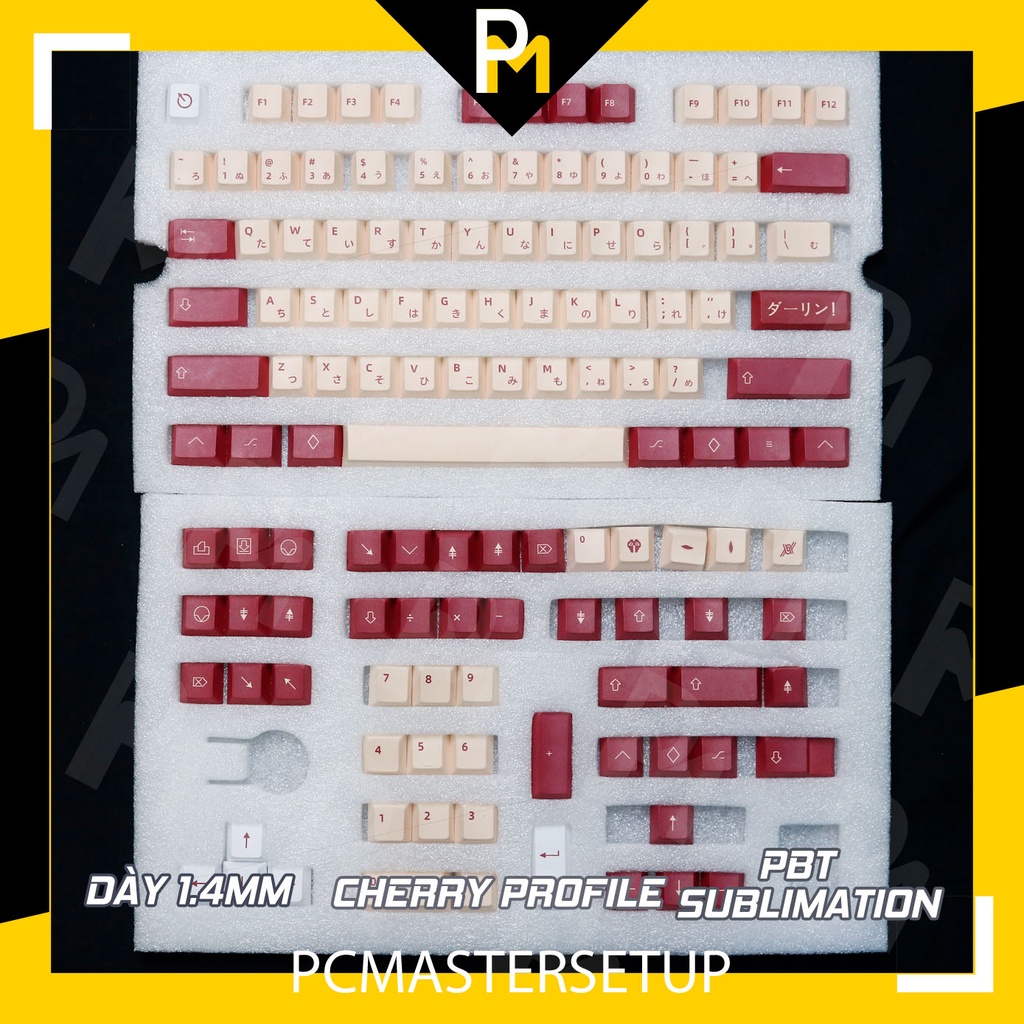 Keycap pbt Darling Song Ngữ Cherry profile in 5 mặt chuyển nhiệt cao cấp 129 phím của PCmaster