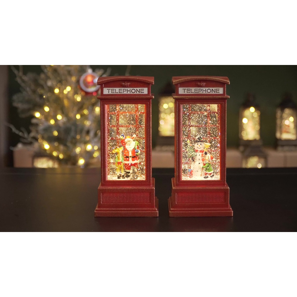 Hộp nhạc pha lê Telephone trang trí Giáng Sinh Noel có đèn sáng dây usb - Telephone Christmas Decoration Light