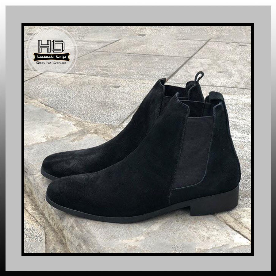 [ Bán lỗ xin 5⭐] Chelsea Boots nam da lộn cao cấp full đen