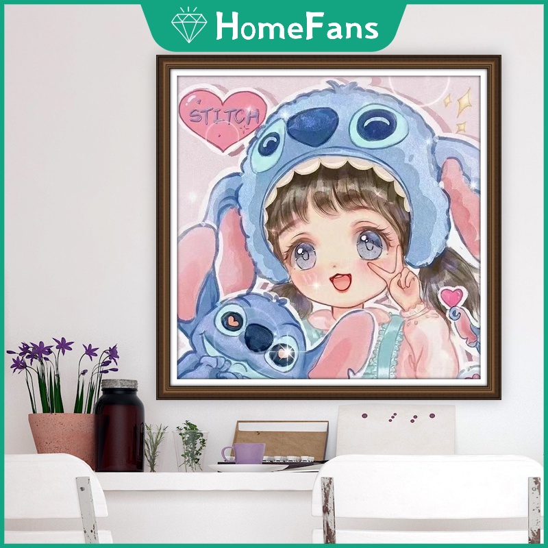 Bộ Tranh Đính Đá 5D Tự Làm Hình Hello Kitty 30x30cm / 40x40cm / 50x50cm