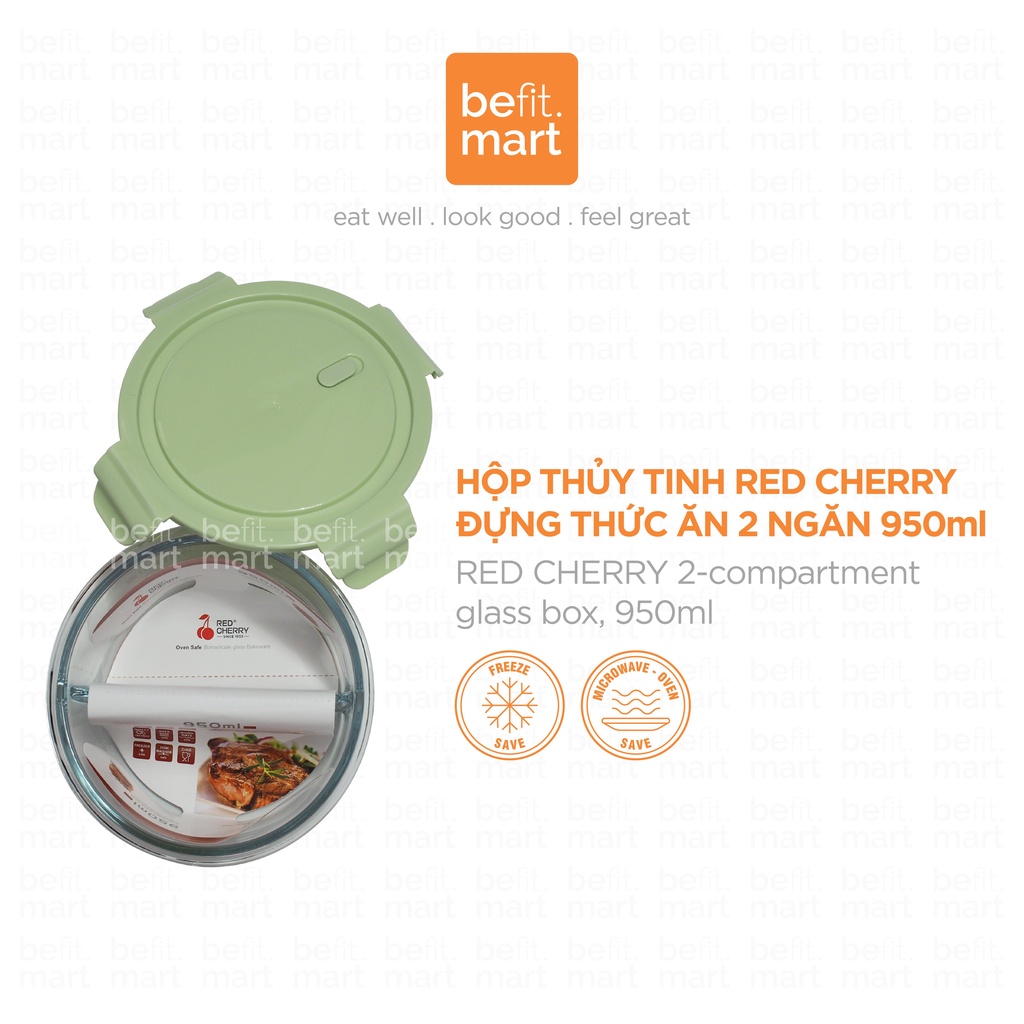 Hộp Thủy Tinh Đựng Cơm Trưa Văn Phòng, Đựng Thực Phẩm Chia 2 Ngăn 3 Ngăn Chịu Nhiệt - befit.mart21