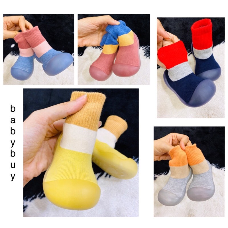 GIÀY BÚN CHO BÉ TẬP ĐI - GIÀY BÚN CHỐNG TRƯỢT CHO BÉ(Bún cổ 3 mầu)