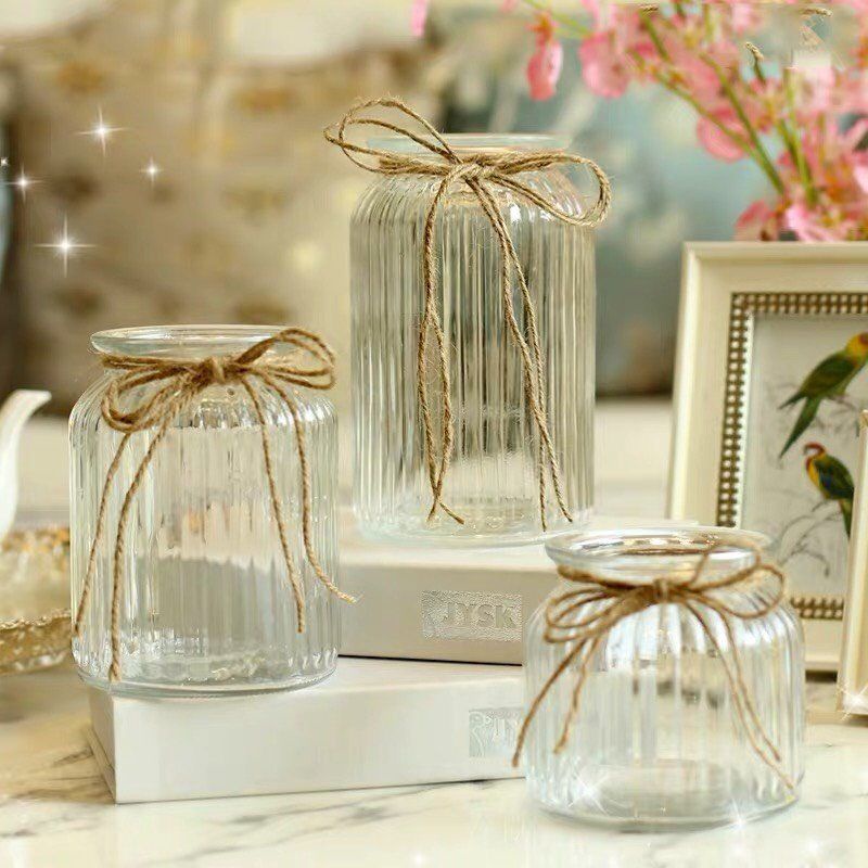 Lọ cắm hoa thủy tinh sọc dercor trang trí