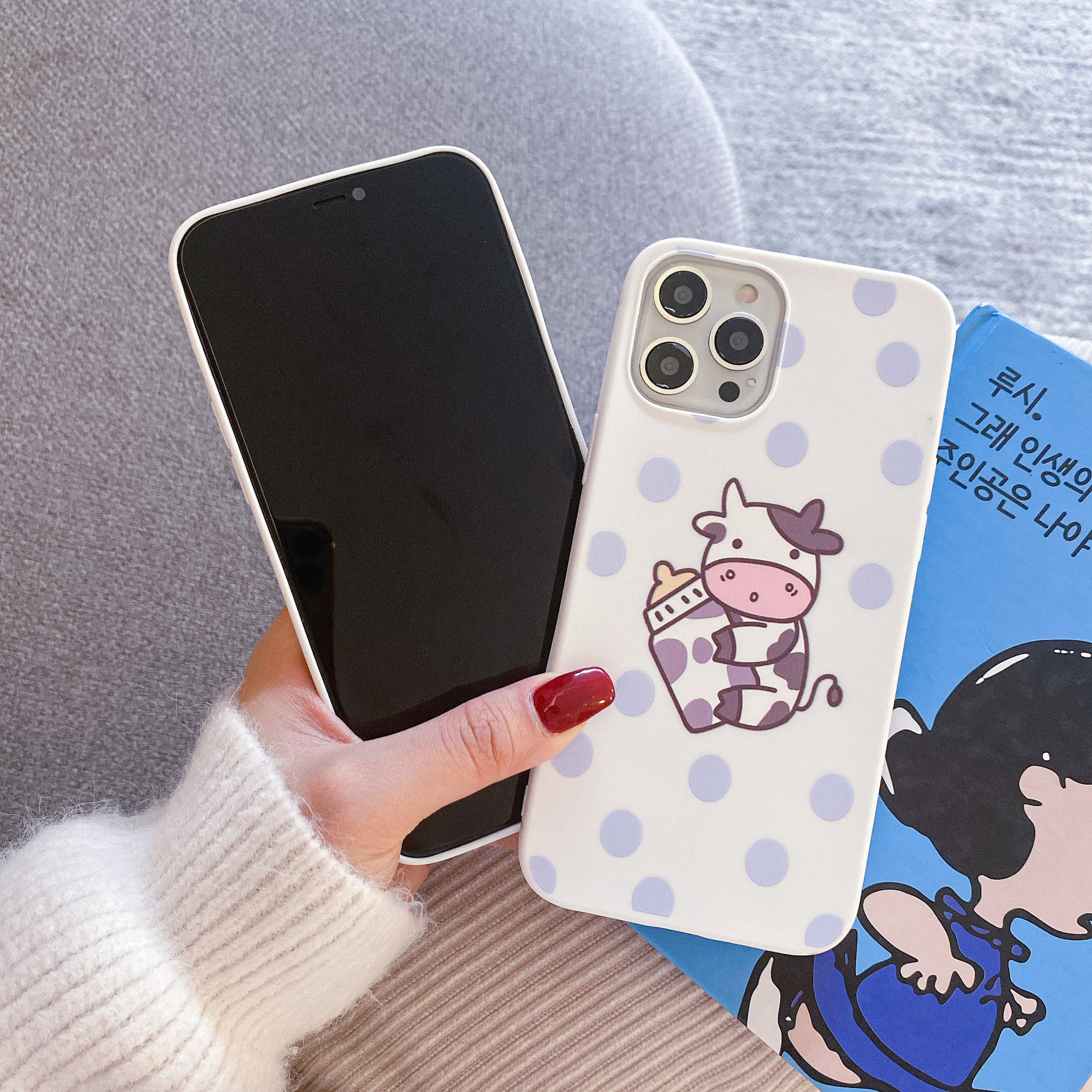 Cartoon Japanese and Korean Milk Bottle Is Suitable for IPhone 12 / 11pro Case, 6plus Soft TPU, Apple 7 / 8 / XS / 6 V Ỏ, Bao & Ố P L Ư Ng