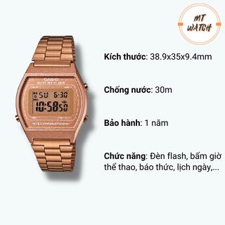 Đồng hồ unisex CASIO B640 dây thép không gỉ, chống nước phù hợp cho cả nam và nữ