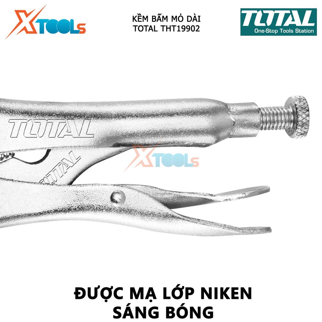 Kìm bấm chết mũi dài TOTAL THT19902 kềm bấm mỏ dài Độ mở tối đa 65mm, Chất liệu Thép, quy cách 9&quot; kẹp hoặc giữ chặt vật,