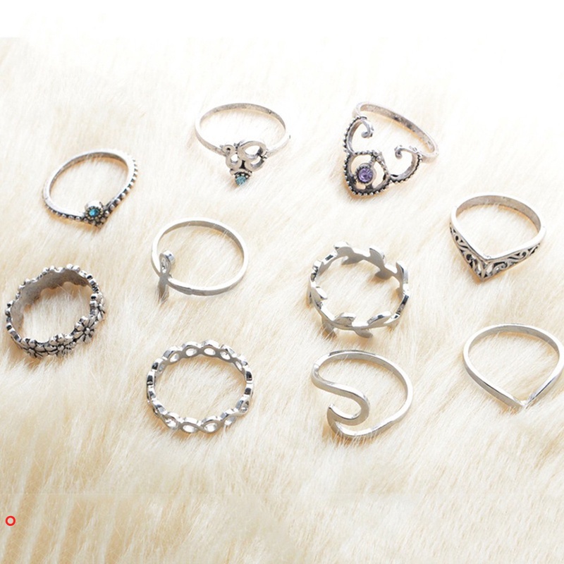 Set 10 nhẫn đeo khớp ngón tay nhiều mẫu mã thời trang cá tính cho nữ