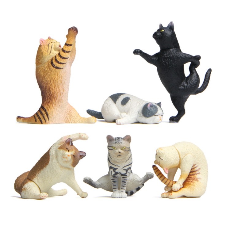 Bộ 06 thím mèo tập Yoga cho các bạn trang trí móc khóa, tiểu cảnh, terrarium, DIY