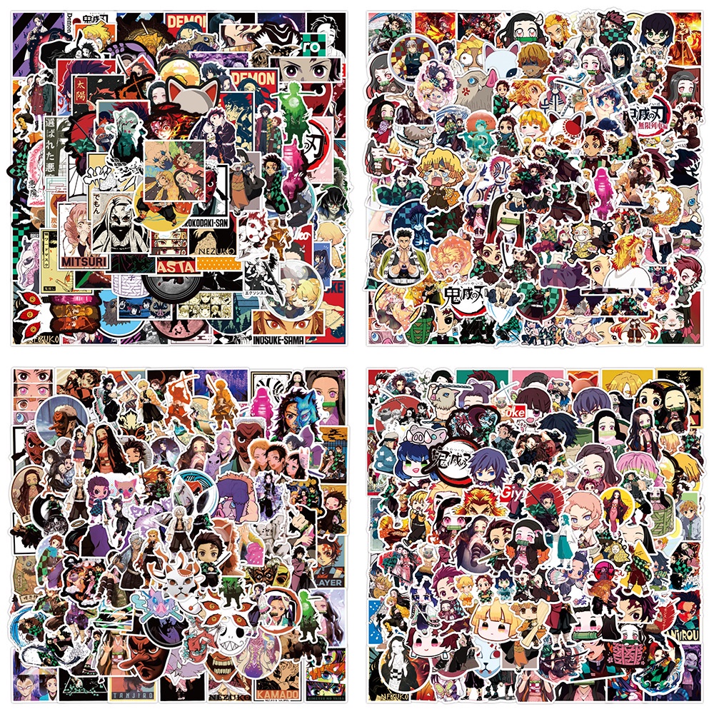 50/ 100/ 200/ 300/ 400 Miếng dán trang trí xe hơi/ ván trượt / xe máy/ xe đạp/ hành lý họa tiết hoạt hình Demon Slayer