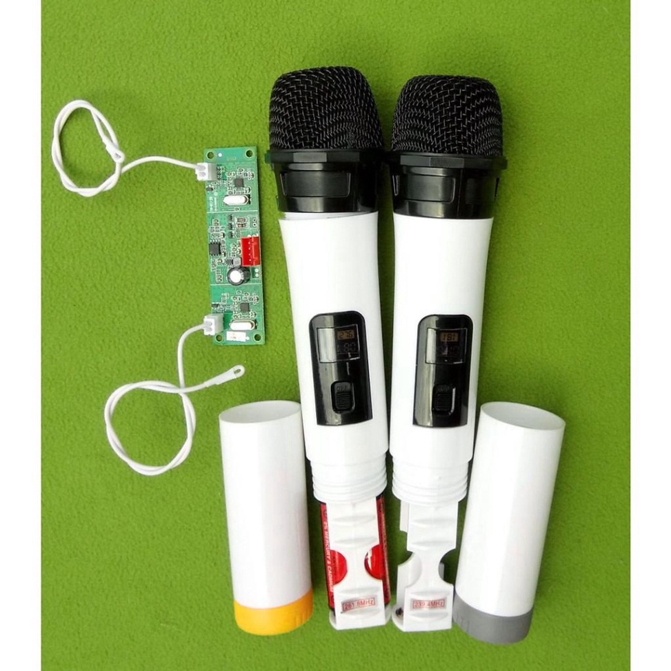 Micro loa kéo Sóng UHF - Bộ 2 micro cho loa kéo trắng bo mạch rời.