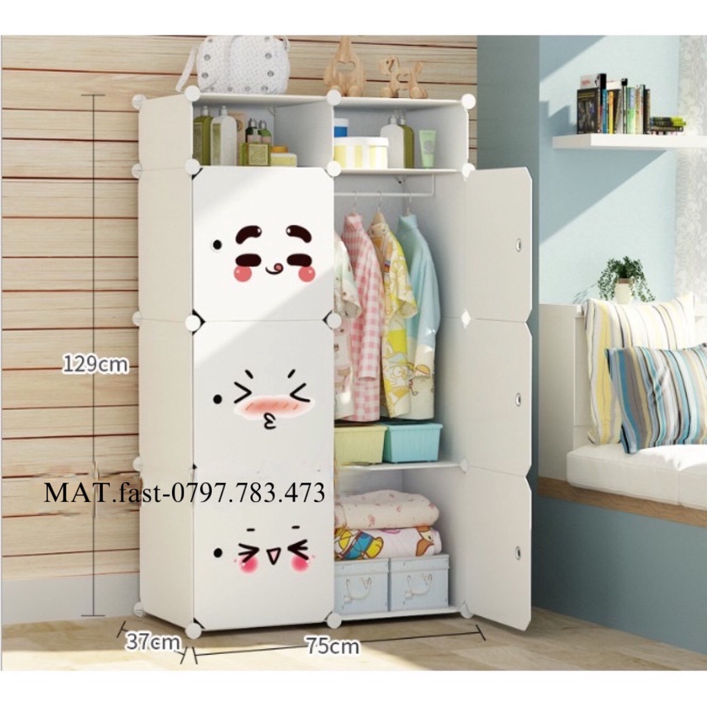 TỦ NHỰA LẮP GHÉP 6 Ô &amp; 2 Ô NHỎ ĐỂ ĐỒ ĐA NĂNG THÔNG MINH TIỆN LỢI sâu 47cm