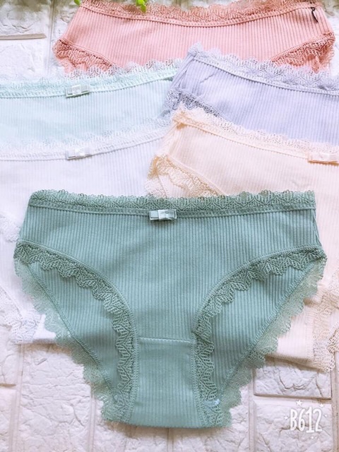 Combo 10 quần lót gân tăm phối ren
