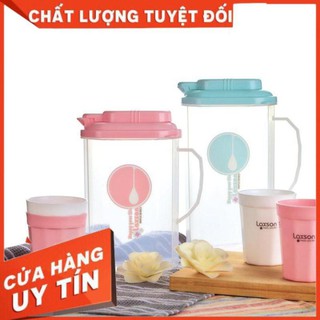 [FREESHIP❤️] Bình đựng nước nhựa có tay cầm 2000ml tặng kèm 4 cốc ,ca đựng nước nhựa gia đình LX-7722,bình pha trà