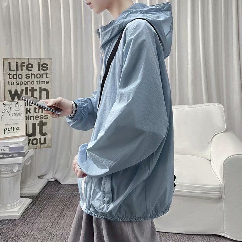 Áo Khoác Chống Nắng Dáng Rộng Bằng Lụa Lạnh Siêu Mỏng Thoáng Khí Phong Cách Hàn Quốc Thời Trang Mùa Hè Cho Nam