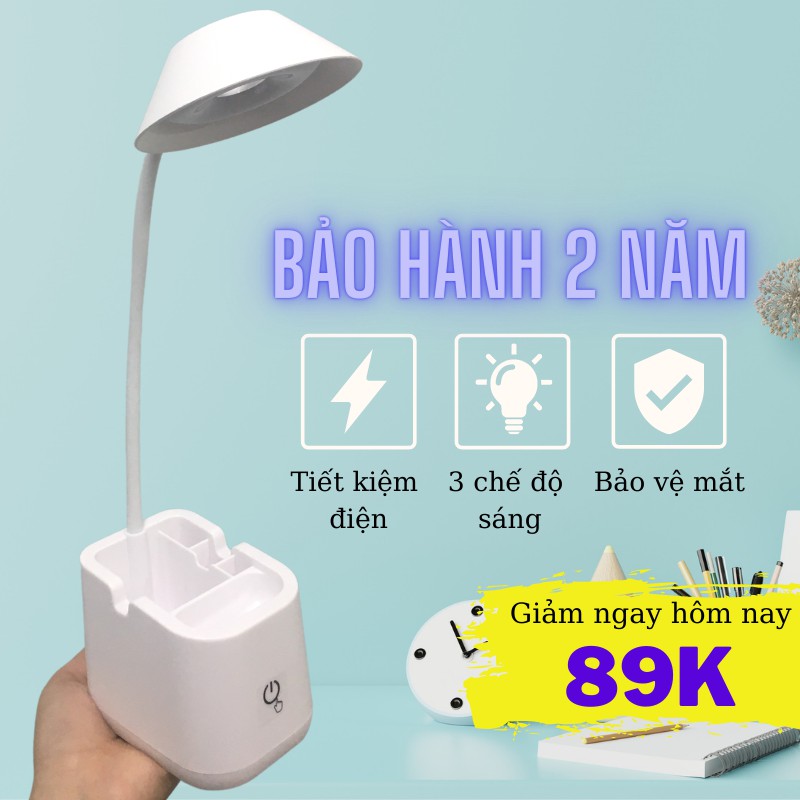 Đèn Đọc Sách, Đèn Làm Việc Chống Mỏi Mắt Có Ống Bút Tiện Lợi Kèm Sạc, Đèn Trần Phú