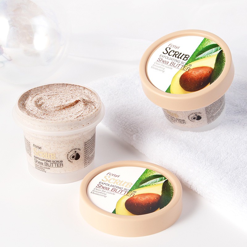 [Bơ Hạt Mỡ] Tẩy tế bào chết body toàn thân bơ Fenyi Scrub Shea Butter 100gr tẩy sạch da chết dưỡng ẩm trắng mịn