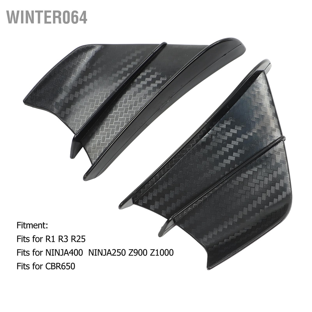 1 cặp Cánh gió xe máy Phong cách sợi carbon khí động học cho NINJA400 NINJA250 Z900 Z1000 Winter064