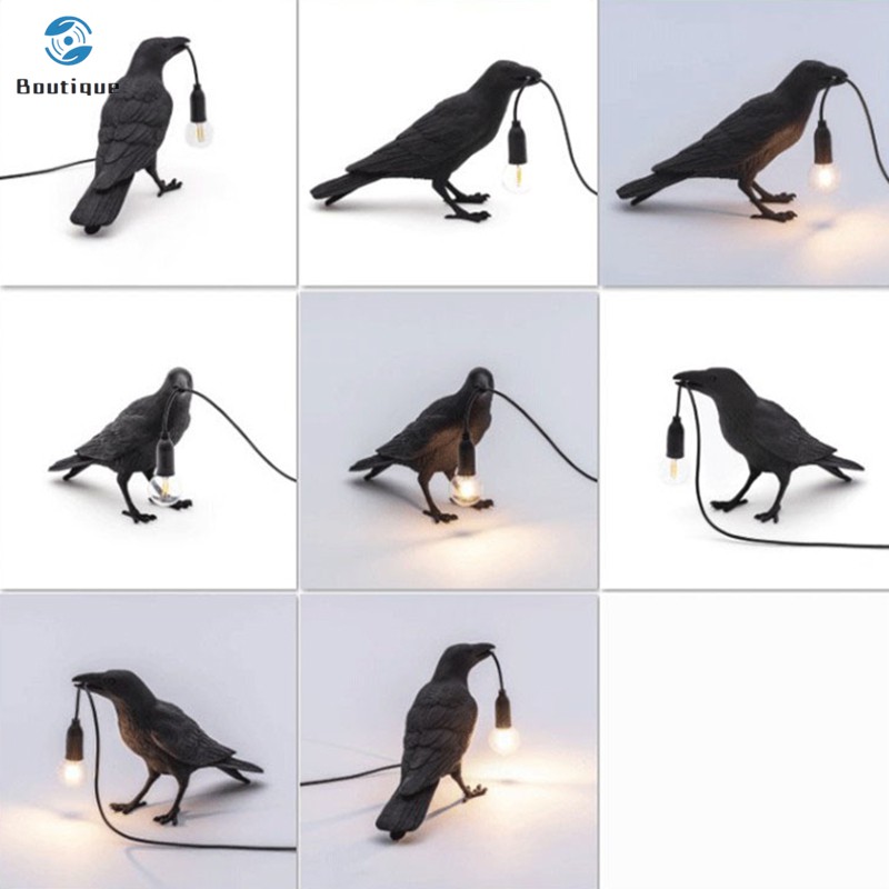 Raven Light Birds Table Lamps Bedroom Resin Crow Desk Lamp Bedside Light Wall Sconce