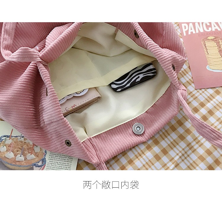 ẢNH THẬT Túi tote túi vải nhung kèm móc khoá gấu teddy 3 màu đáng yêu