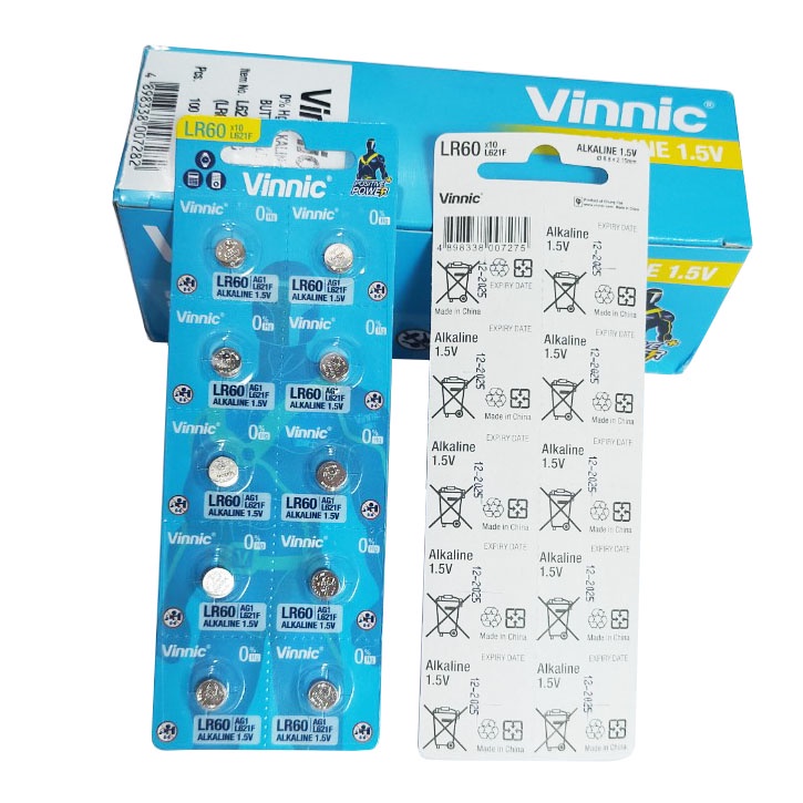 Vỉ 10 viên Pin đồng hồ VINNIC AG1 / LR621SW / 364A / CX60W Chính Hãng