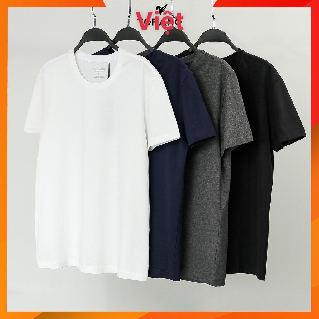 Áo thun nam trơn cổ tròn, áo ngắn tay không cổ , vải cotton mềm, co giãn, dầy dặn