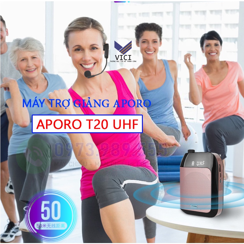 Máy Trợ Giảng APORO T20 UHF Bluetooth, Pin Lâu, Âm Thanh To Rõ, Kết Nối Bluetooth, Bảo Hành Chính Hãng