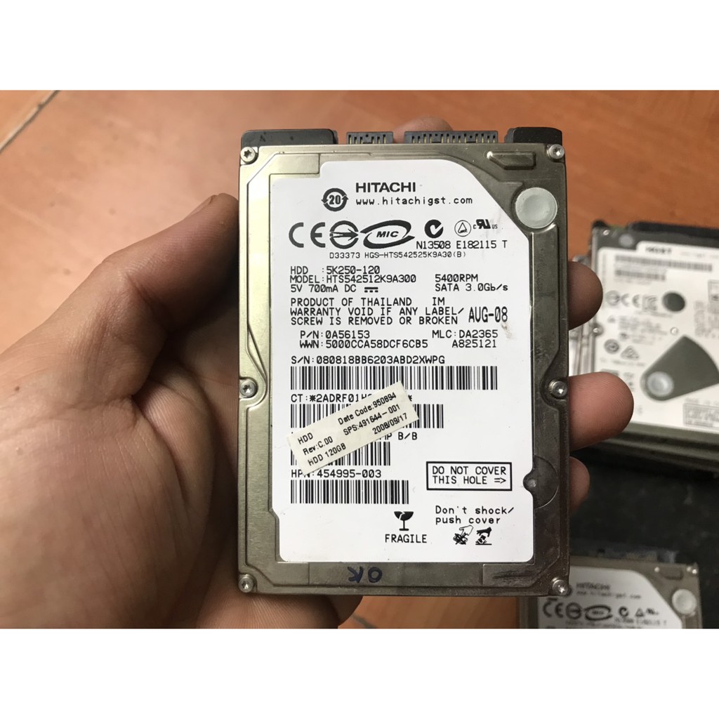 ổ cứng cho laptop Hitachi 120GB 5400RPM sata 1 1.5 GB/s 2.5 &quot; inch 9mm hdd 100% Good HTS542512K9A300