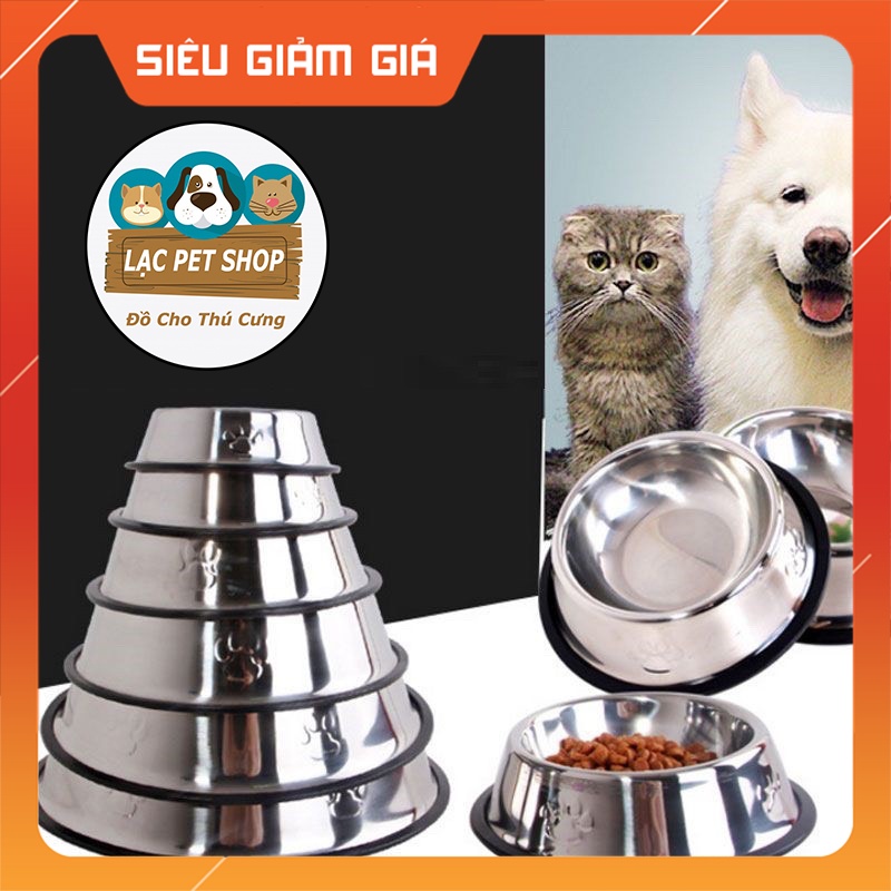 Bát / chén ăn chống lật dành cho chó mèo Inox trơn