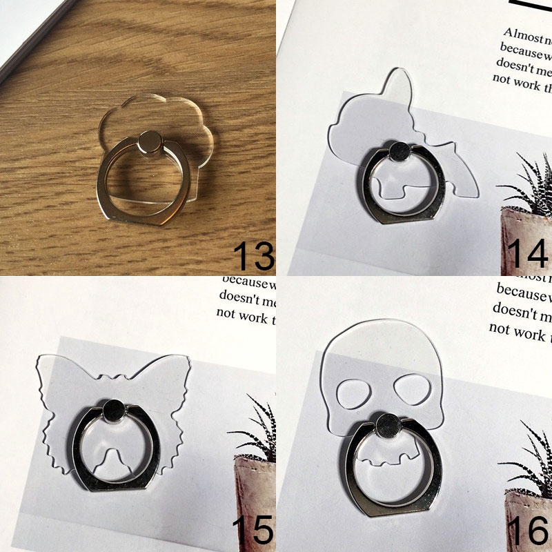 Chủ sở hữu điện thoại acrylic trong suốt Đứng Finger Ring Cartoon Cat Heart Rabbit Bear Hoa Star Chủ