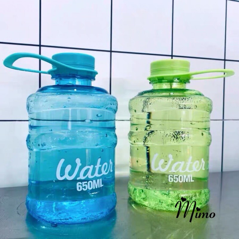 [HÀNG MỚI] Bình nước nhựa trong Water có quai cầm tiện lợi nhiều  phong cách Hàn quốc dung tích 650ml