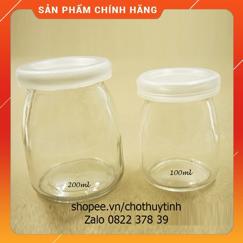 [GIÁ TỐT NHẤT ]COMBO 12 Hũ Thủy Tinh Làm Sữa Chua, Yaua 200ml NẮP NHỰA DÁNG THON