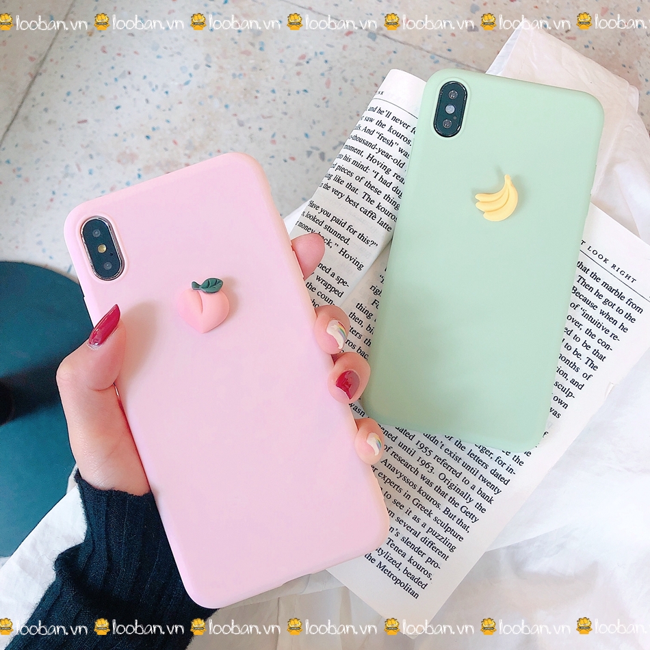 Ốp điện thoại họa tiết quả chuối/đào dễ thương cho iPhone XS MAX XR X 8 7 Plus 6 6s Plus 5 5s SE 11 PRO MAX