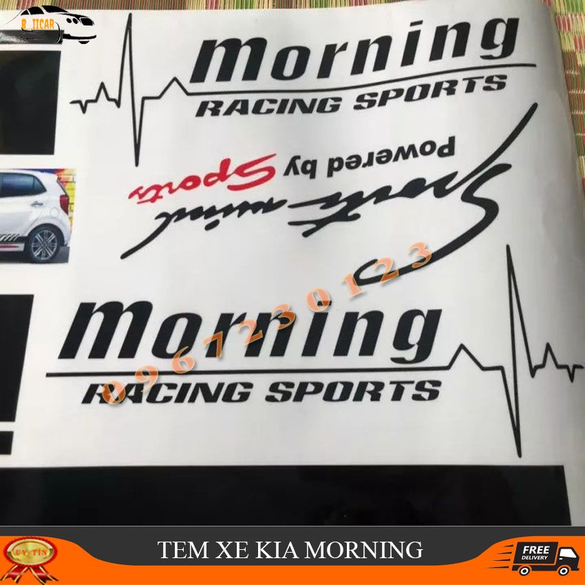 Tem xe Ô tô Kia Morning 3 lớp hàng thiết kế mực chuẩn xịn