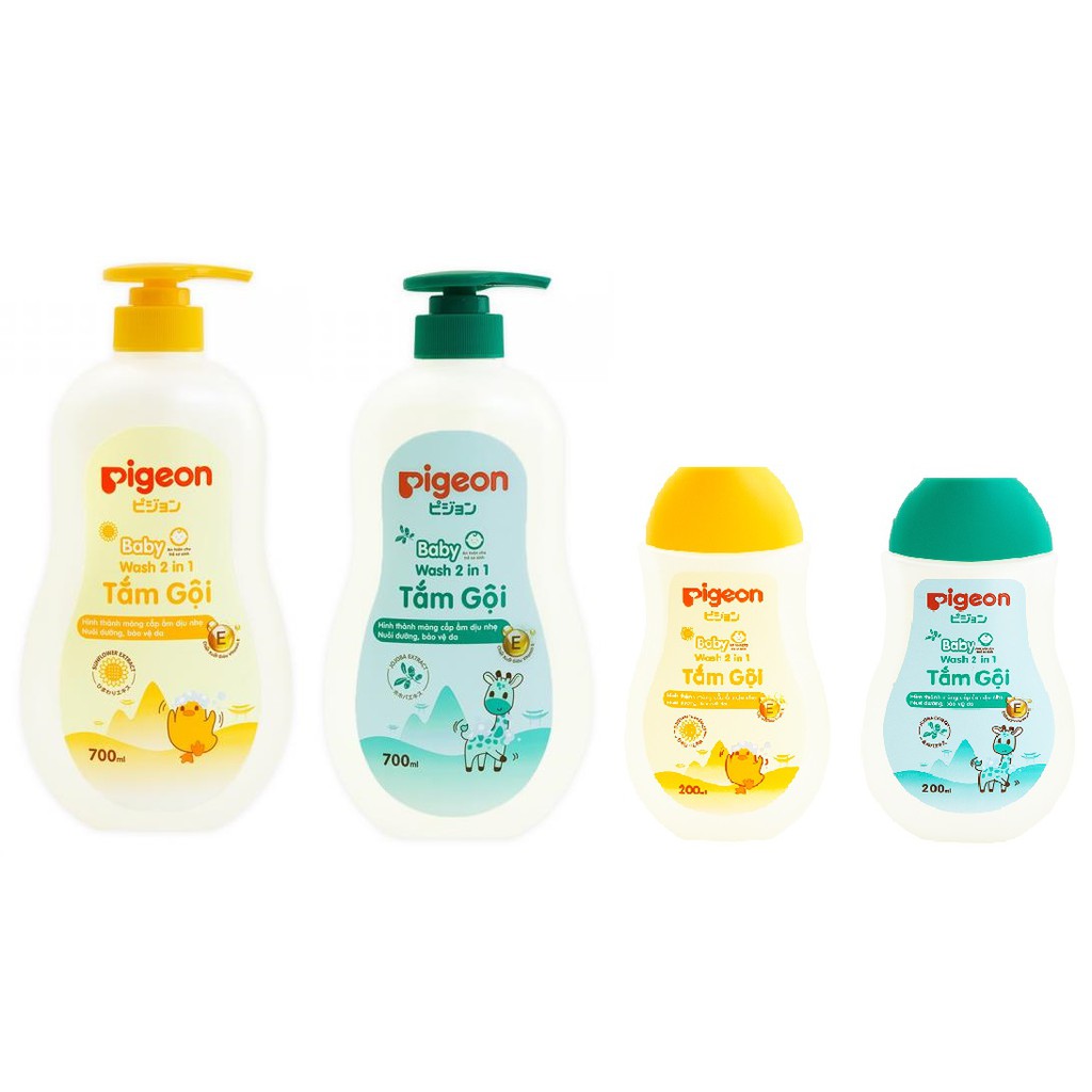 Sữa tắm gội dịu nhẹ Pigeon 2in1 Hoa hướng dương / Jojoba / Hoa anh đào Sakura 200ml / 700ml