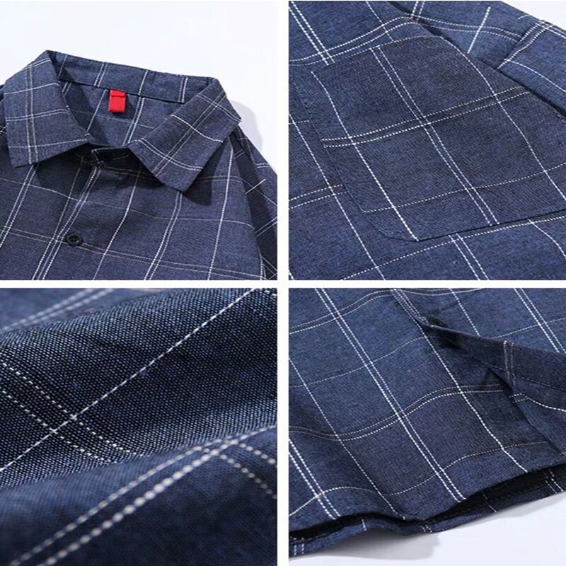 Áo sơ mi AOKANG dáng rộng thoáng khí thấm hút mồ hôi thoải mái họa tiết sọc caro dễ phối đồ thời trang cho nam