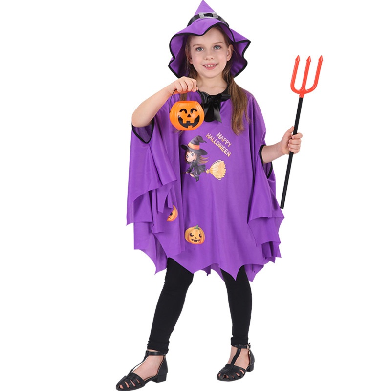 Áo Choàng Phù Thủy Hóa Trang Halloween Kèm Mũ Đầu Nhọn