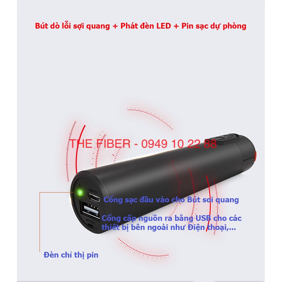 Bút Dò Lỗi Sợi Quang VFL 15KM + Đèn LED + Pin Sạc BML-20Li-15